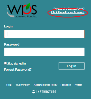 Canvas login screen 