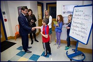 Students greet Atif Quarni 