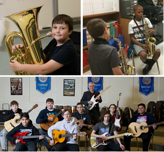 Students with instruments 